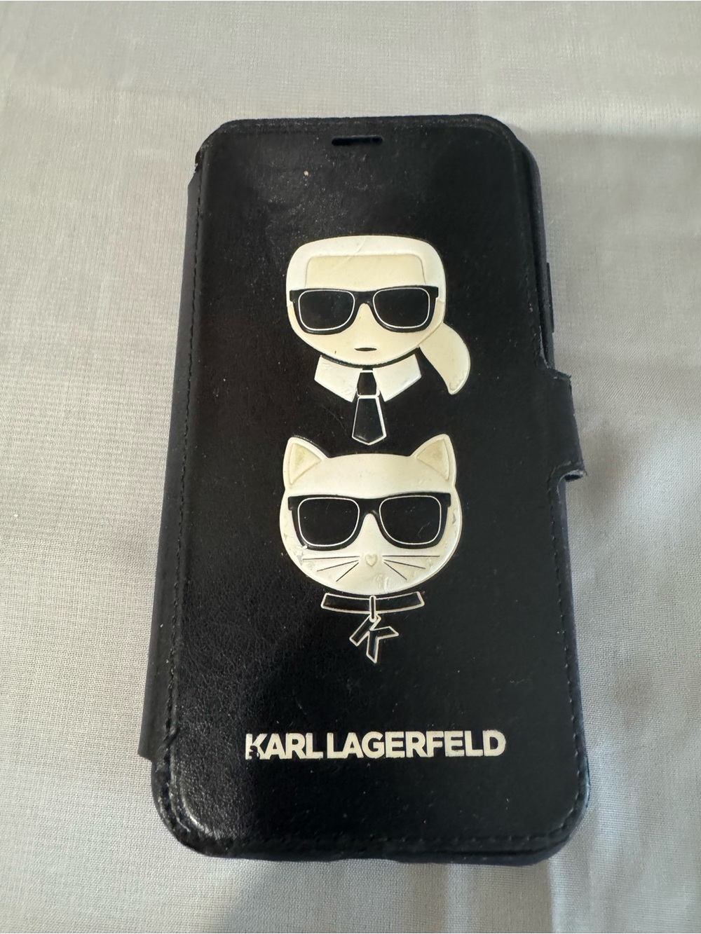 Karl Lagerfeld Choupette Leatherette Phone Case with Iconic Logo - Pre-loved/EUC